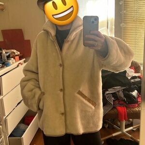 vintage fuzzy suede reversible coat